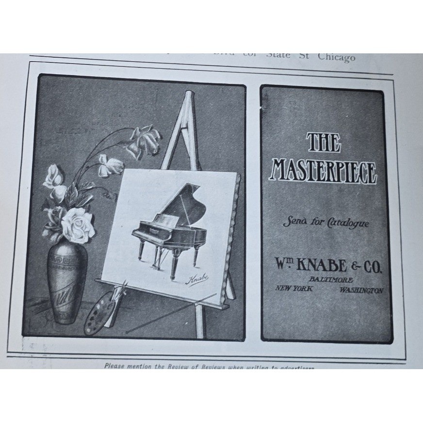 Vintage 1903 Wm Knabe Co Piano Print Ad The Masterpiece Baltimore Antique Music