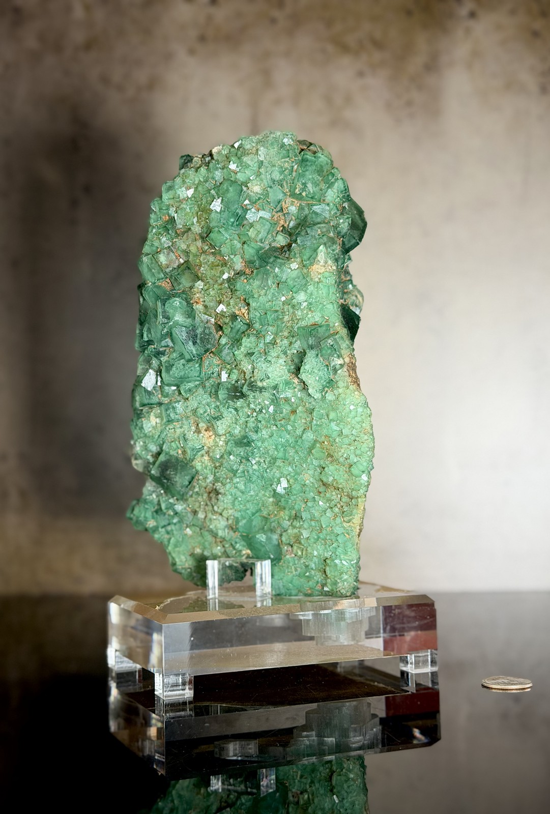 Green Fluorite Cluster — Myanmar — XL 25 cm, 3.75 kg — Vivid UV Reactive, Cus...