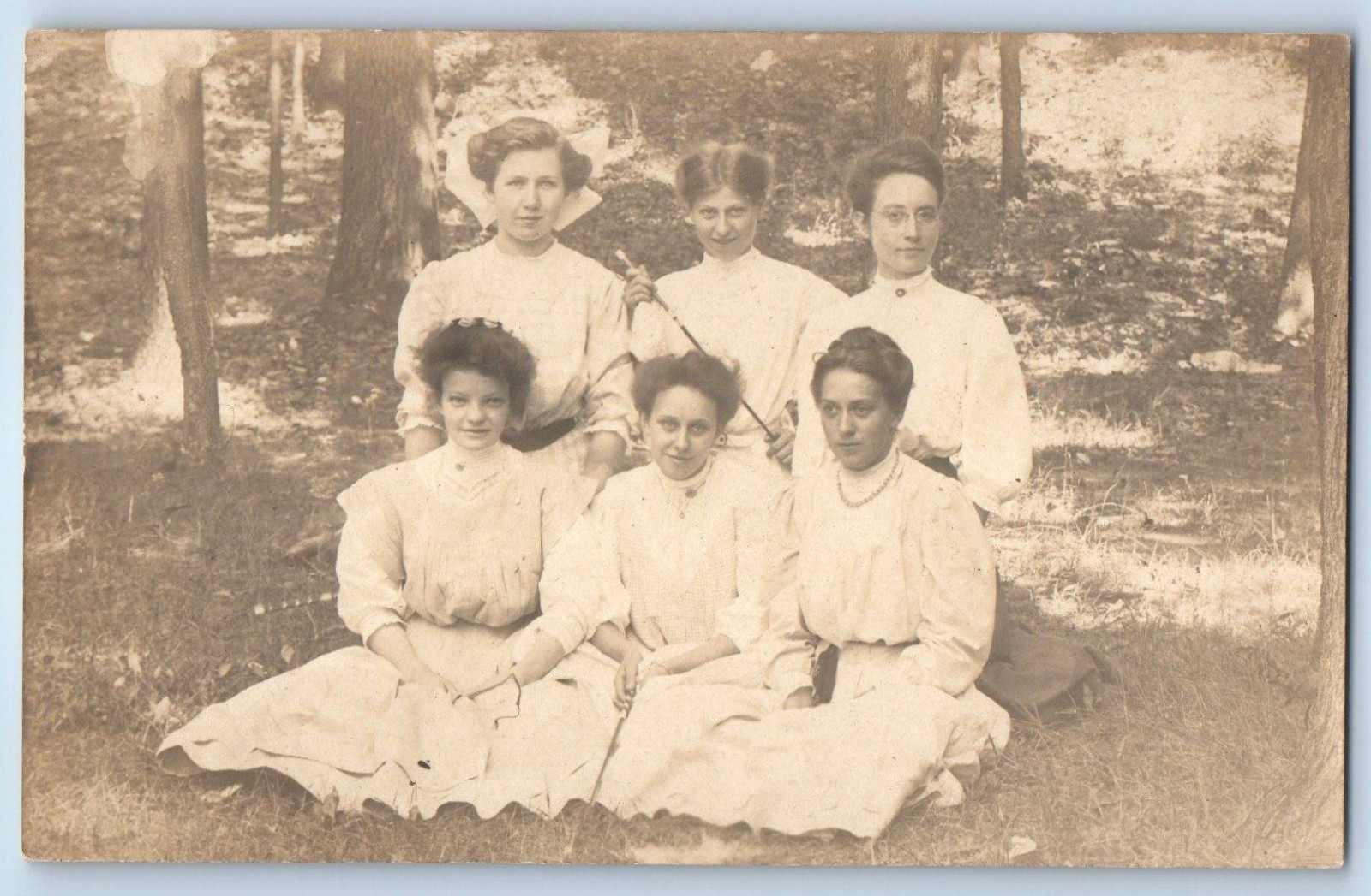 1908 Women Forest Scene Trees Comstock Michigan MI RPPC Photo Antique Postcard