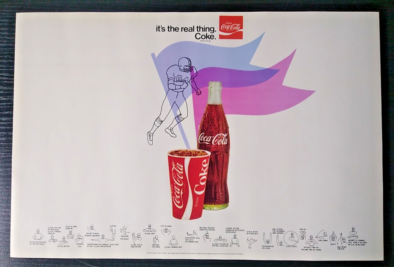 Vintage 1960's Unused Coca Cola Coke High School Football Program Cover NOS QTY