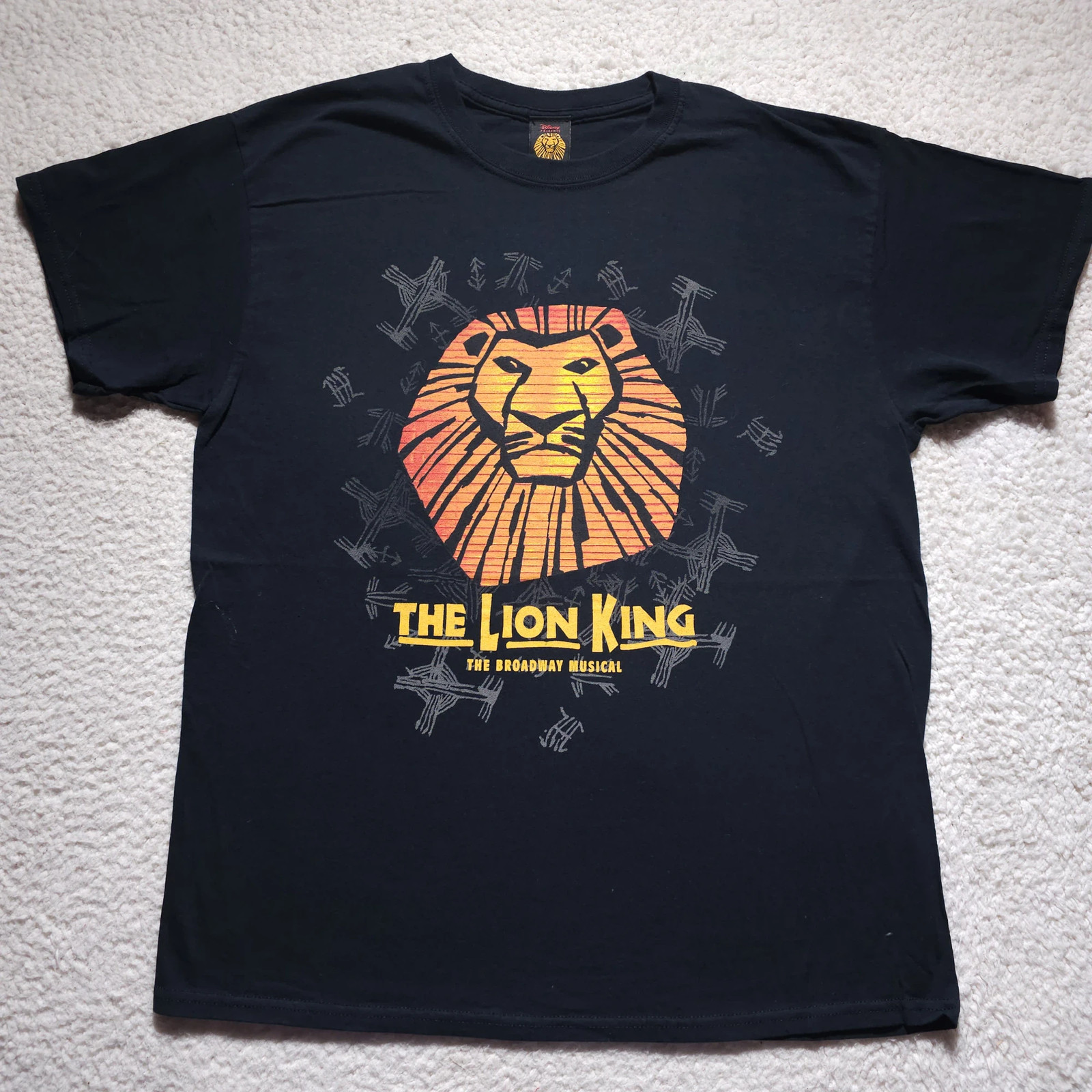 The Lion King Broadway Musical T-Shirt Disney Simba Graphic Black Tee Mens Large