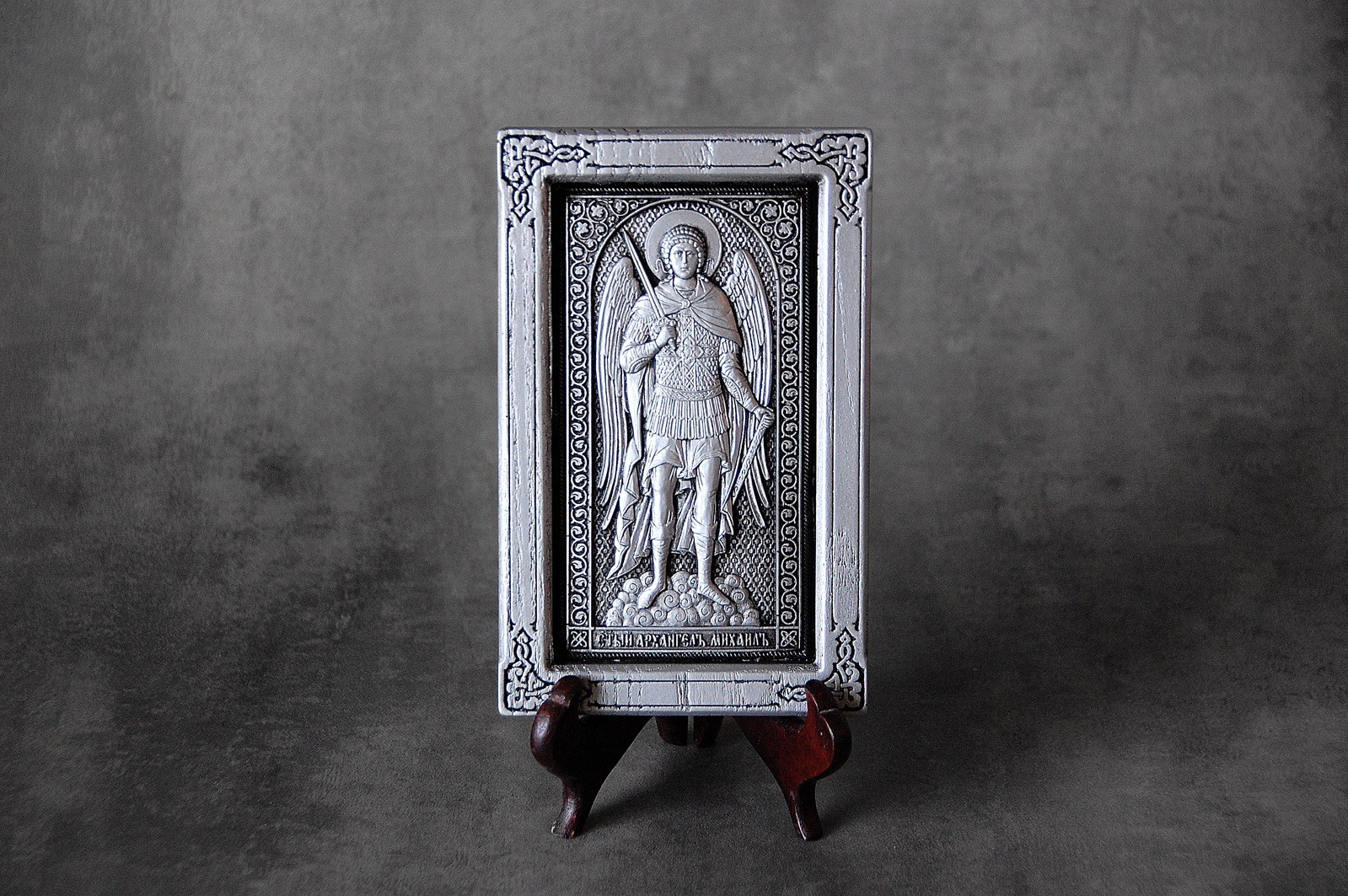 Saint Michael Orthodox Icon – Silver Patina Finish
