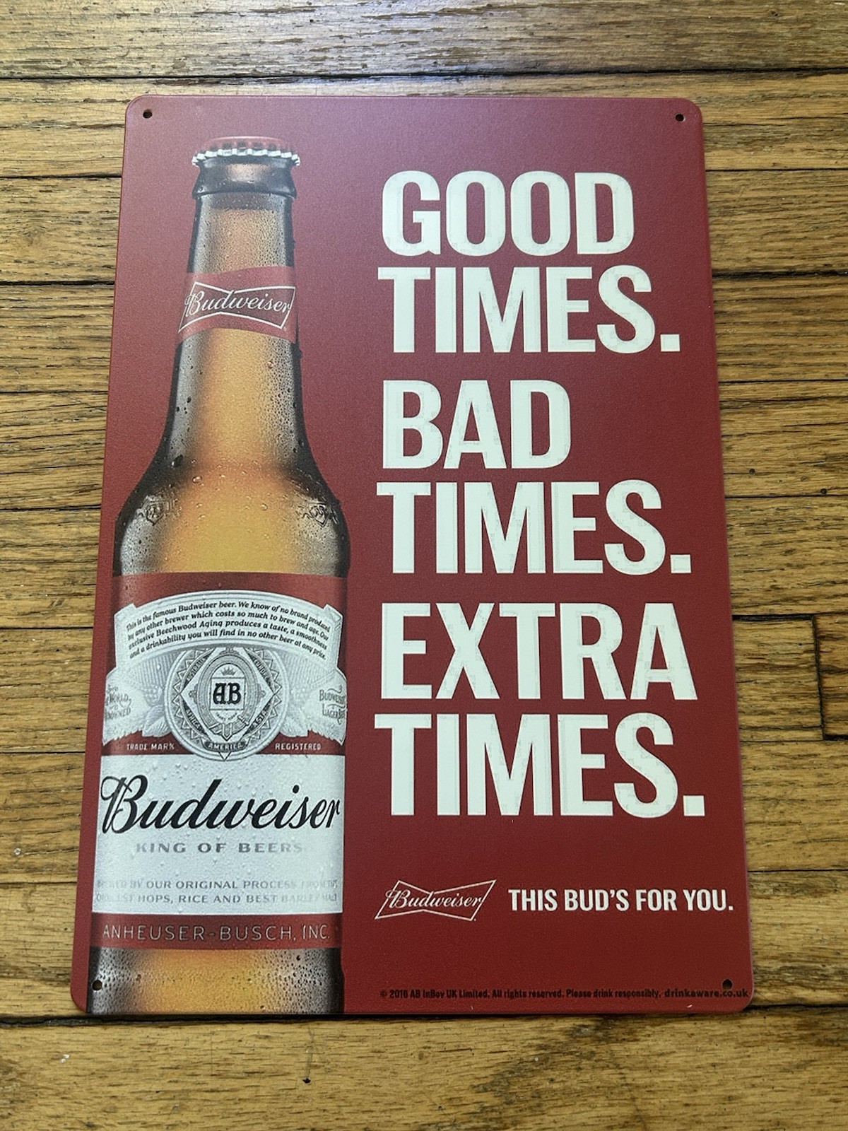Budweiser King Of Beers 8 x 12 Novelty Metal Sign Shrink-Wrapped New