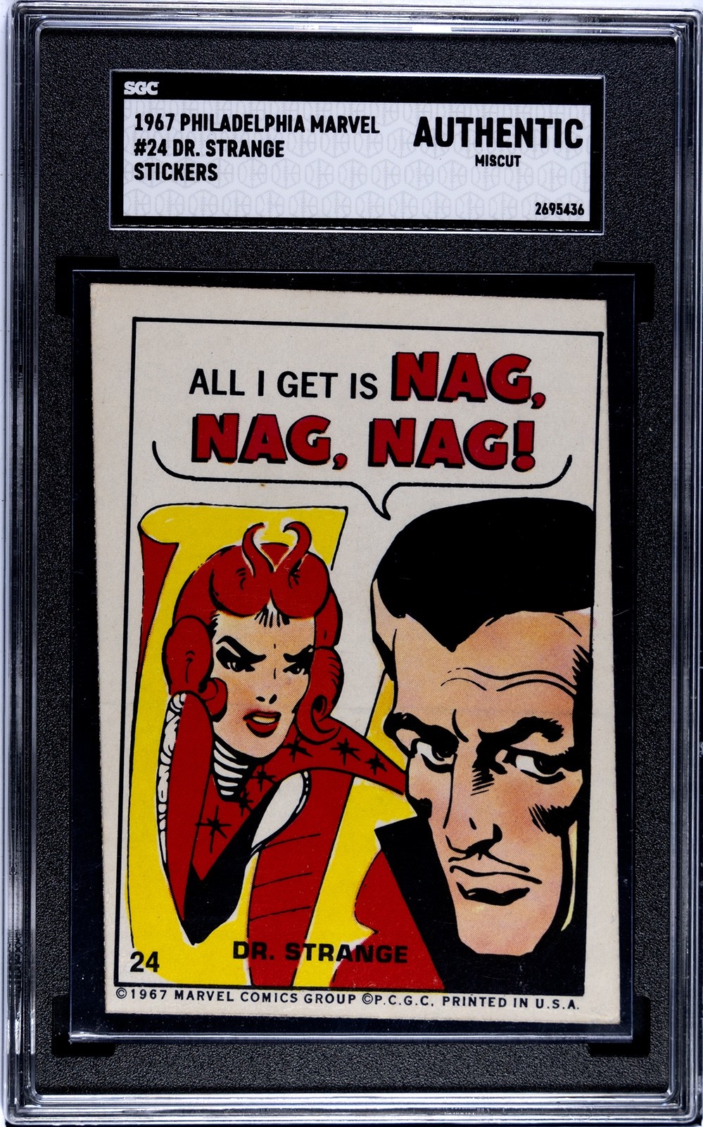 1967 Philadelphia Marvel Stickers Dr. Strange Rookie (1st appearance) SGC