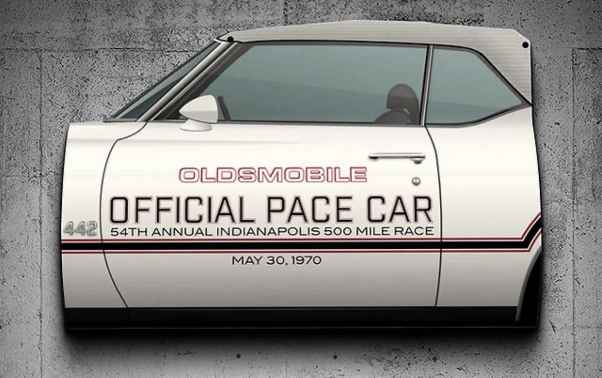WOW  1974 Oldsmobile 442 Indy 500 Pace Car Curved Sign
