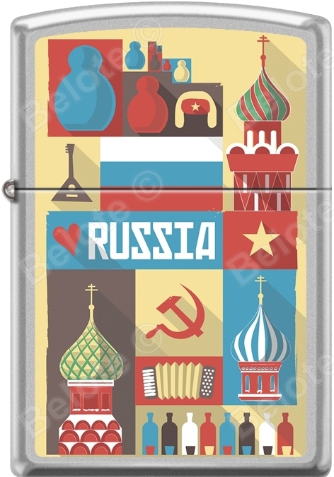 Zippo USSR Soviet Russian Collage Moscow St Basil\'s Cathedral Satin Chrome L@@K
