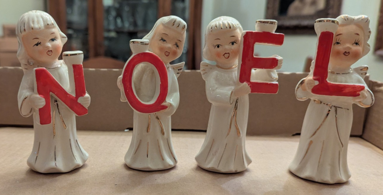 Vtg 1950\'s RELCO NOEL Christmas Angels Figurine Candle Holder Japan w/Box