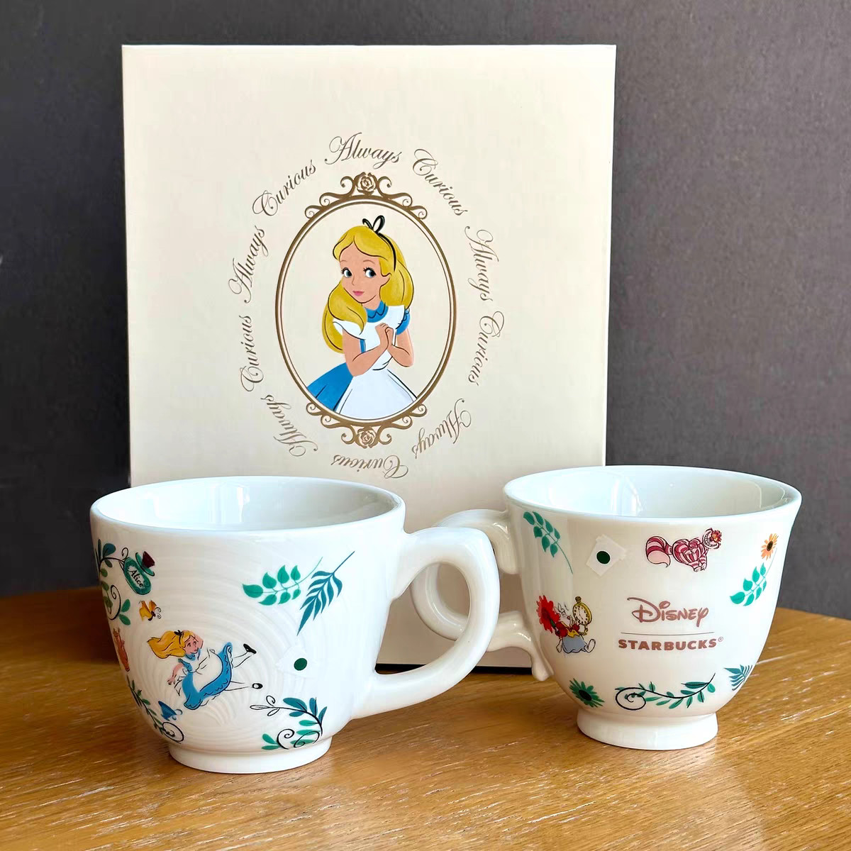 Starbucks X Disney 2024 China Alice in Wonderland 7oz and 9oz Couple's Mug Set 