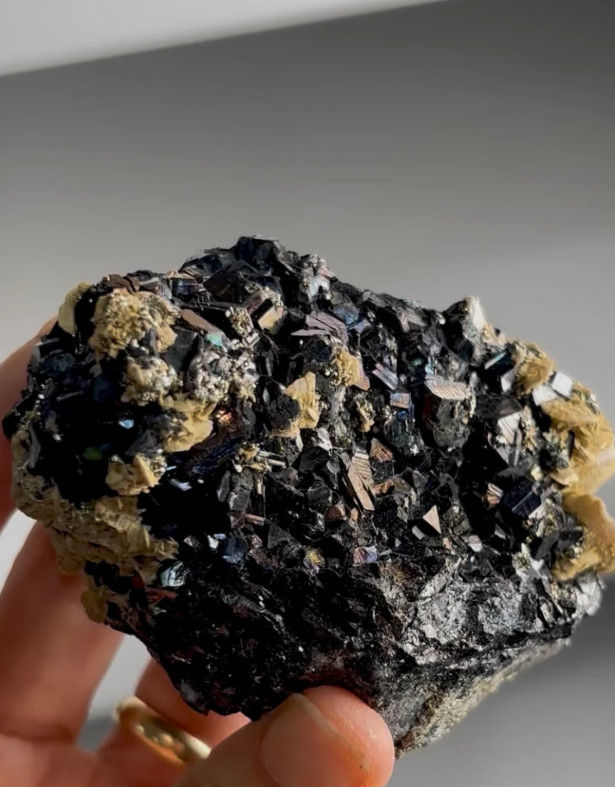 Siderite on Iridescent Sphalerite – Eagle Mine, Gilman, Colorado