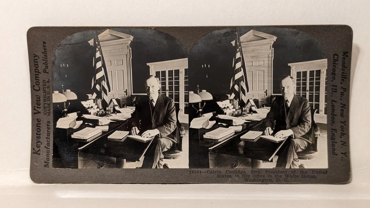 c131, Keystone Stereoview, #28004, 30th President Calvin Coolidge, 1920s