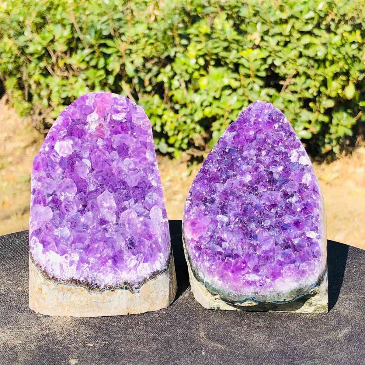 3.58LB 2PCS Natural Amethyst Uruguay Cave Crystal Cluster Gemstone Geode Healing