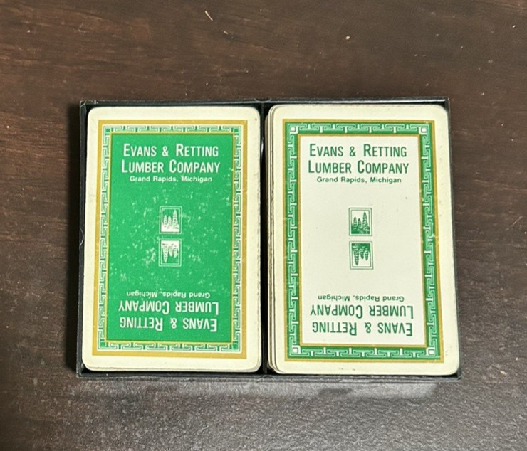 Vintage Evans & Retting Lumber Co Advertising Playing Cards 2 Decks Grand Rapids
