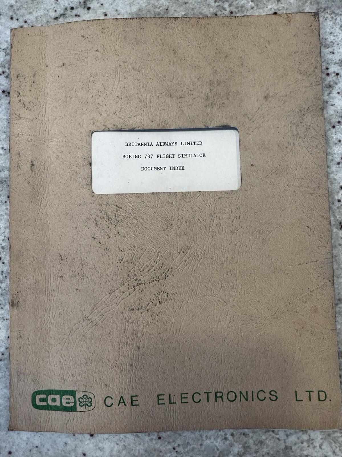 1977 CAE Britannia Airways Ltd – Boeing 737 Flight Simulator – Doc. Index - RARE