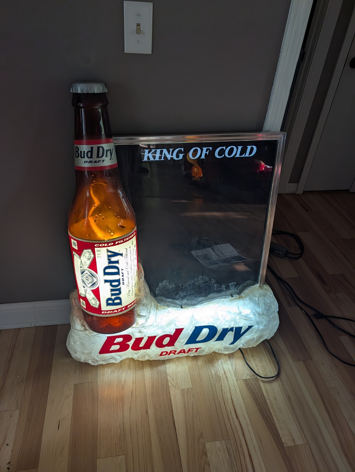 Large Bud Dry Lighted Vintage Beer Sign Menu Budweiser Anheuser Busch Rare 