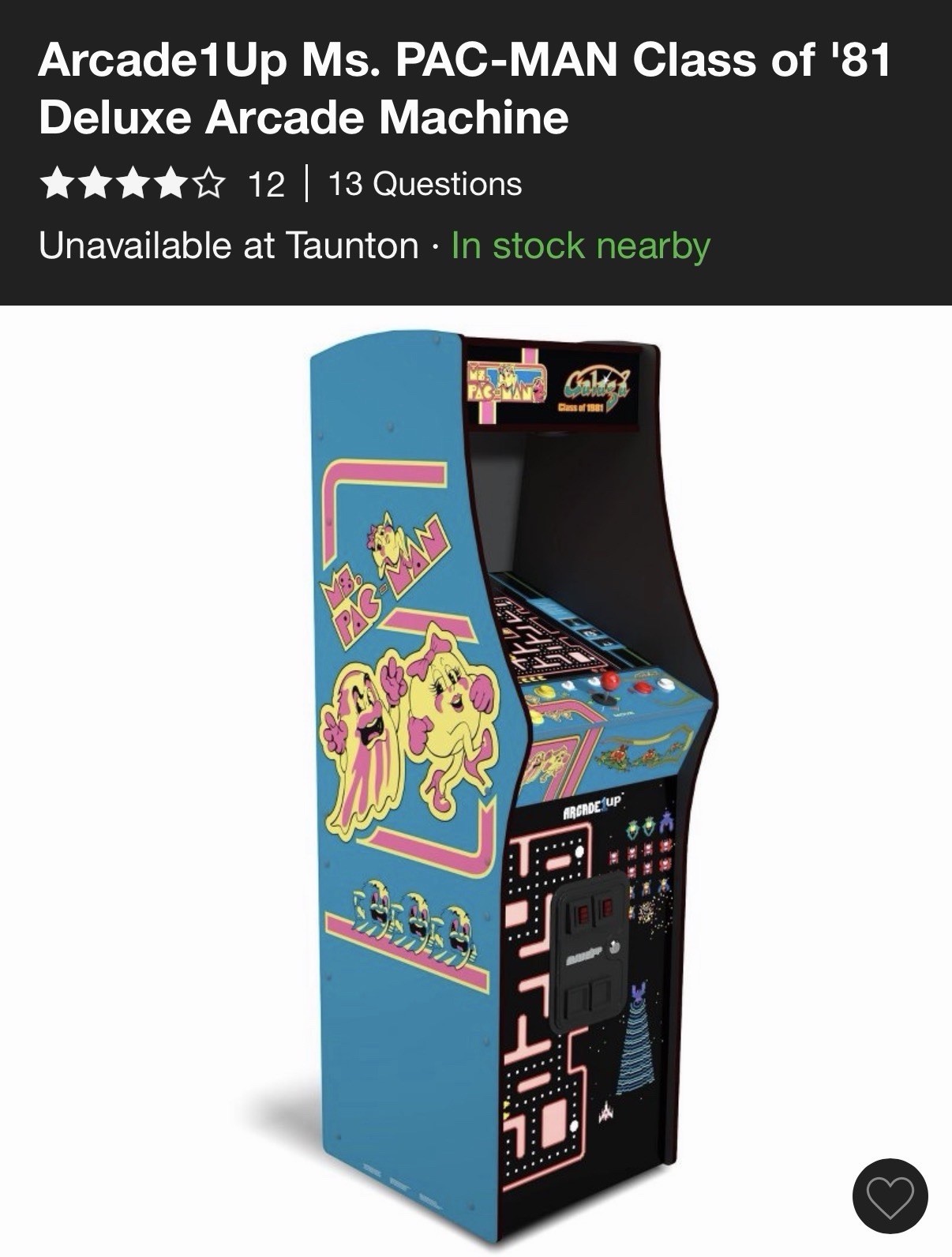 Arcade1Up Ms. PAC-MAN Class of \'81 Deluxe Arcade Machine