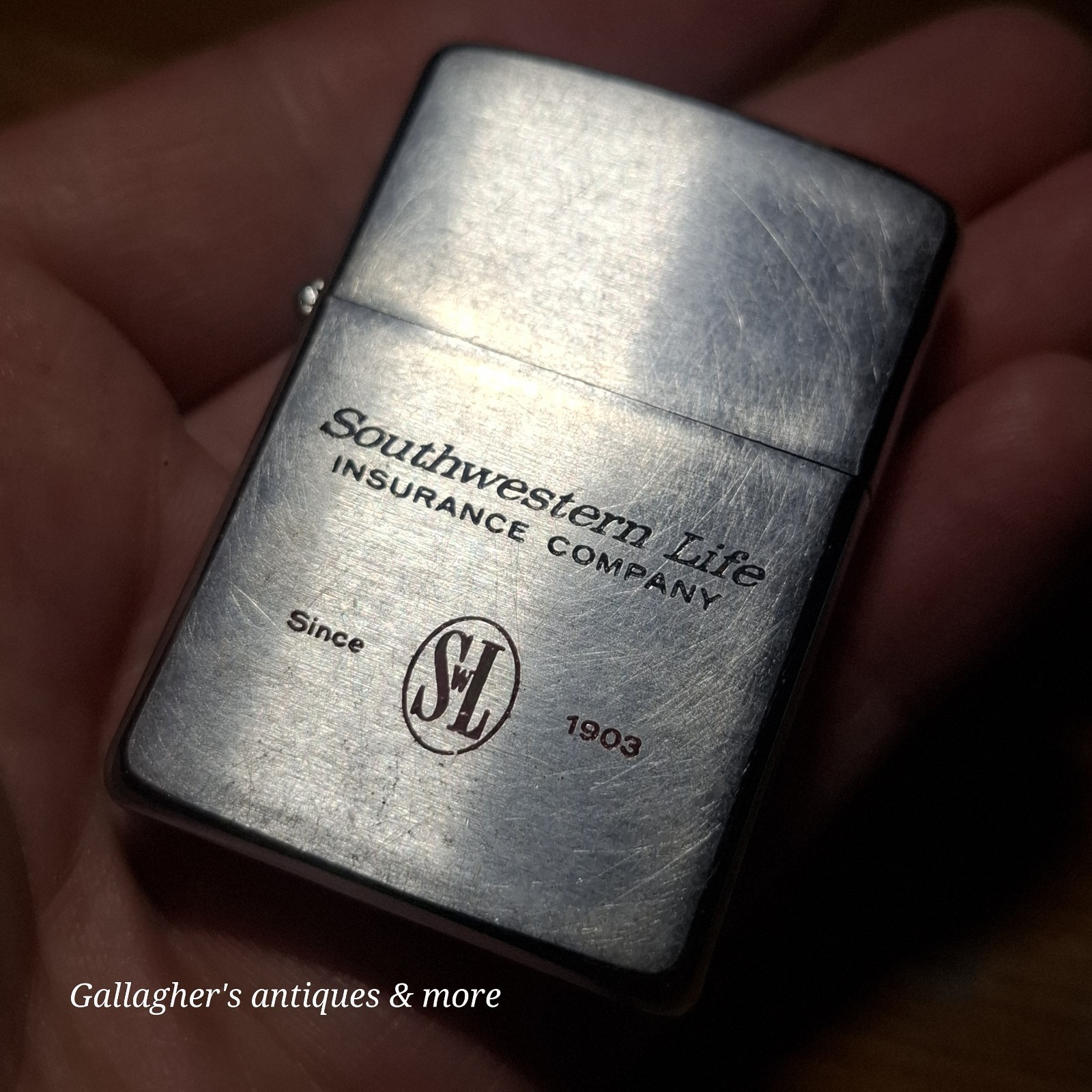 Vintage 1960s Zippo Lighter Southwestern Life Insurance Co Texas Advertising