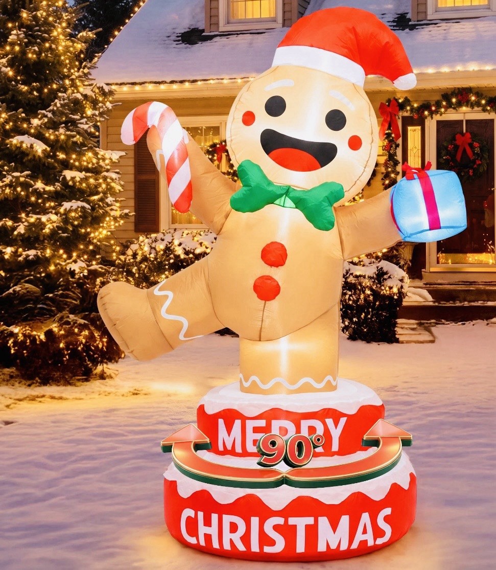 6FT Inflatable 90° Rotating Gingerbread Man