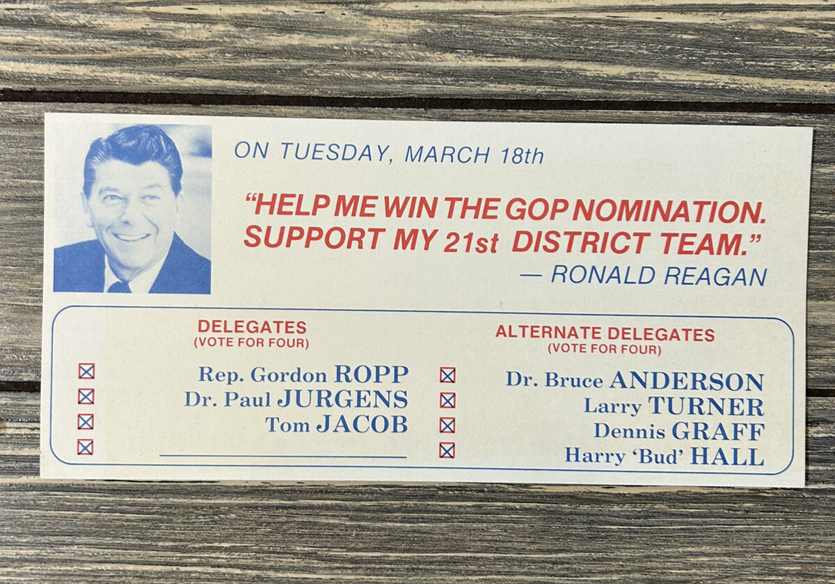Vintage Ronald Reagan Political Ad Promo Help Me Win The GOP Nomination Support 
