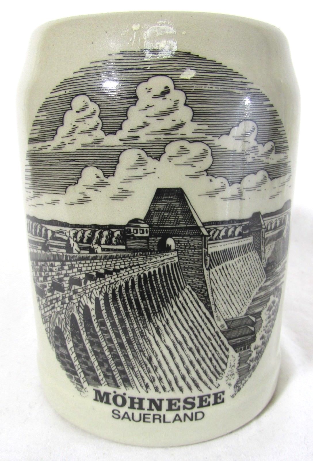 Vintage Mohnesee Souerland 0.25 L Stoneware Stein Coffee Cup Mug West Germany