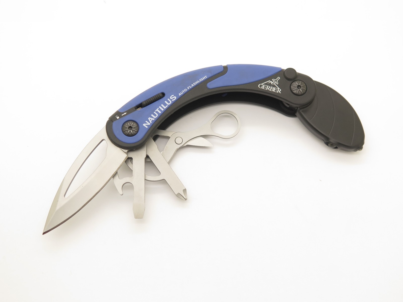 Vintage Gerber Nautilus USA Flashlight Locking Multi Tool Folding Pocket Knife