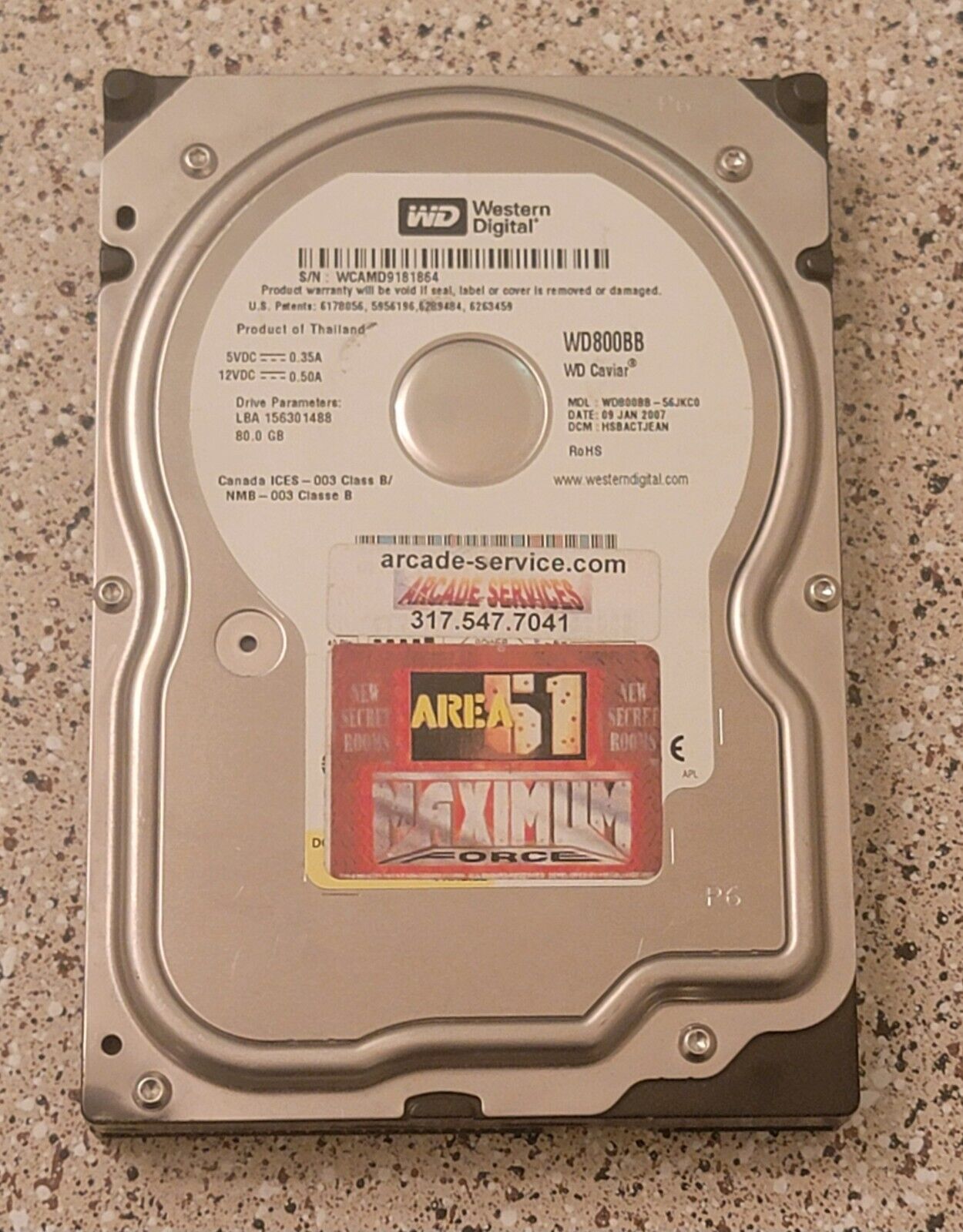 Area 51 Maximum Force Arcade IDE Hard Drive New Old Stock Never Installed 