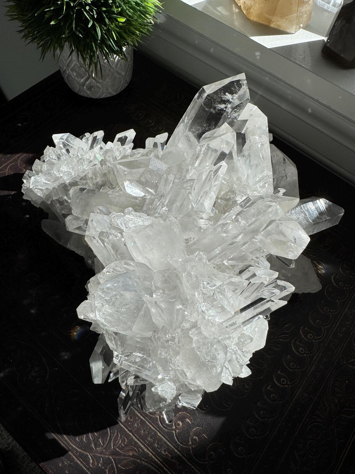 Large Clear Quartz Crystal Cluster Raw Natural Brazilian Mineral Specimen A3