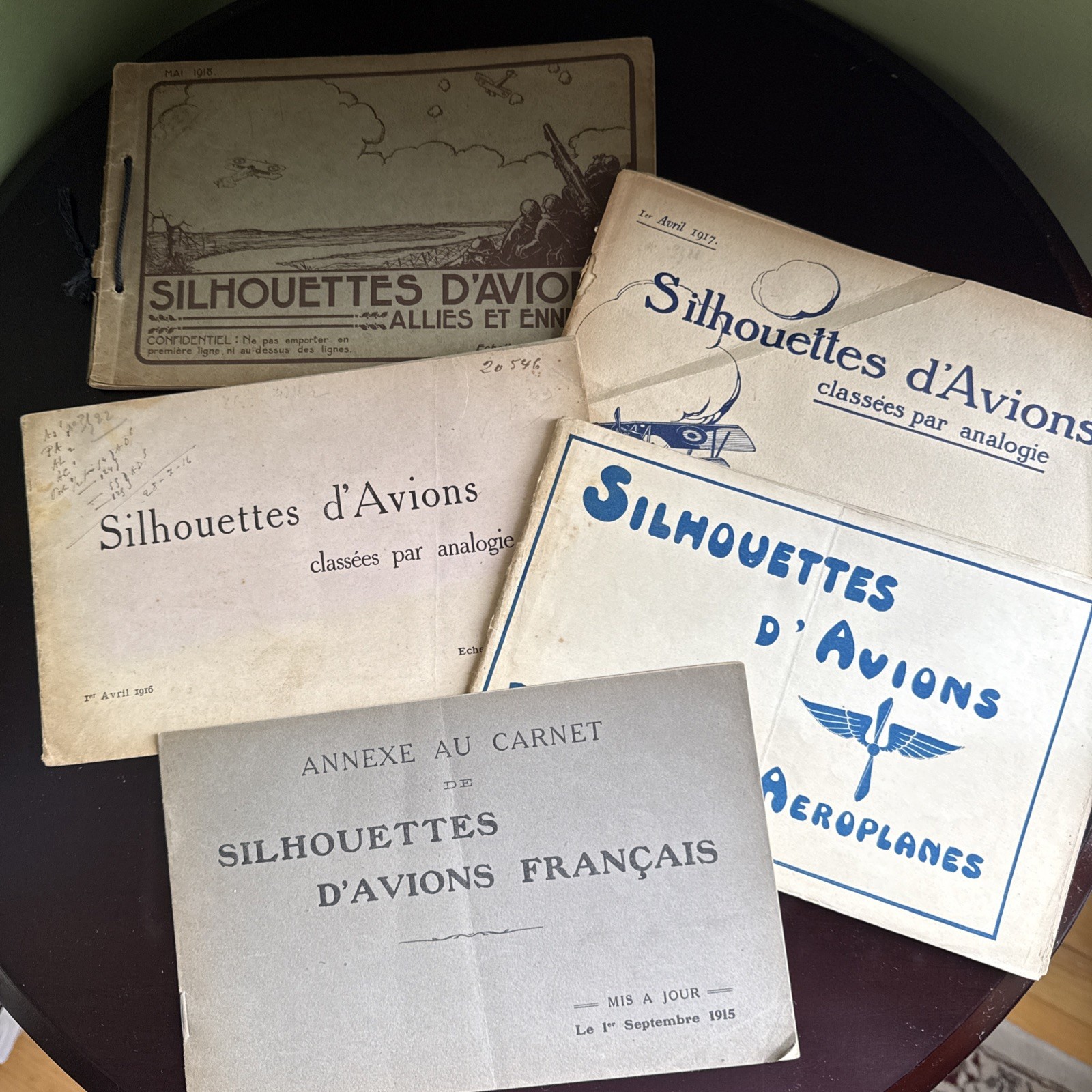 WWI Airplane ID 5 Silhouettes d' Avions Aeroplanes French Booklets 1915-1918