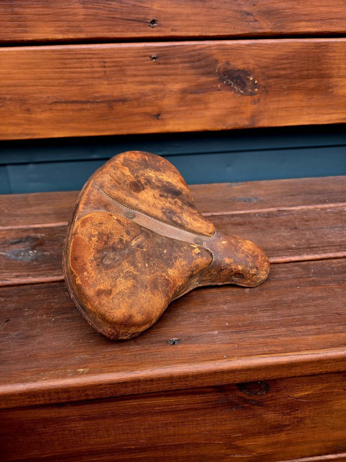 Antique C.1900 Garford Bicycle Leather Seat Saddle 8 1/2