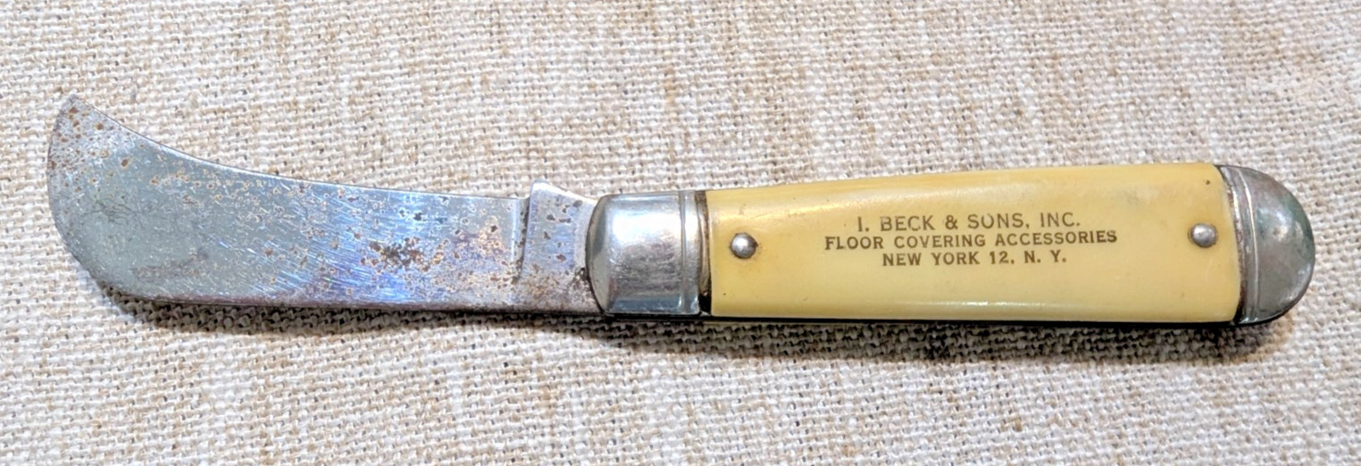 Vintage I Beck & Sons Folding Hawkbill Knife Advertising NY USA