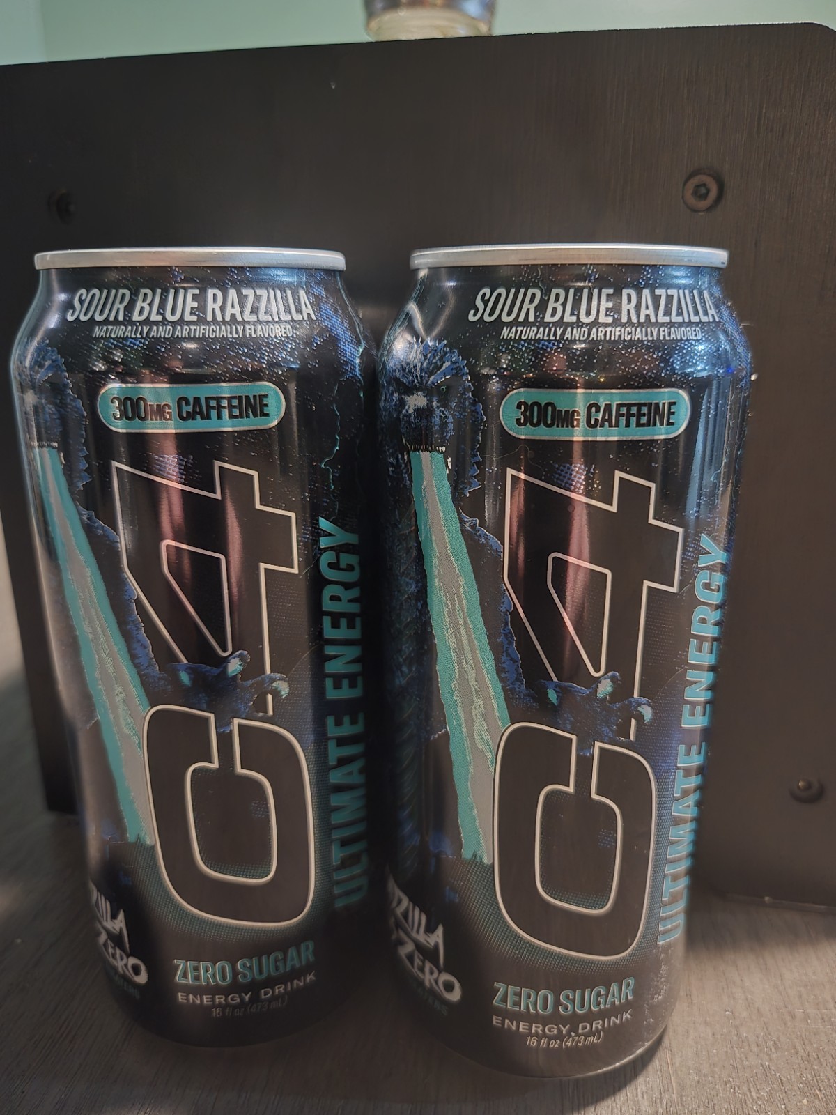 C4 Ultimate Energy Drink Sour Blue Razzilla Godzilla 16oz (Pack of 2) Zero Sugar