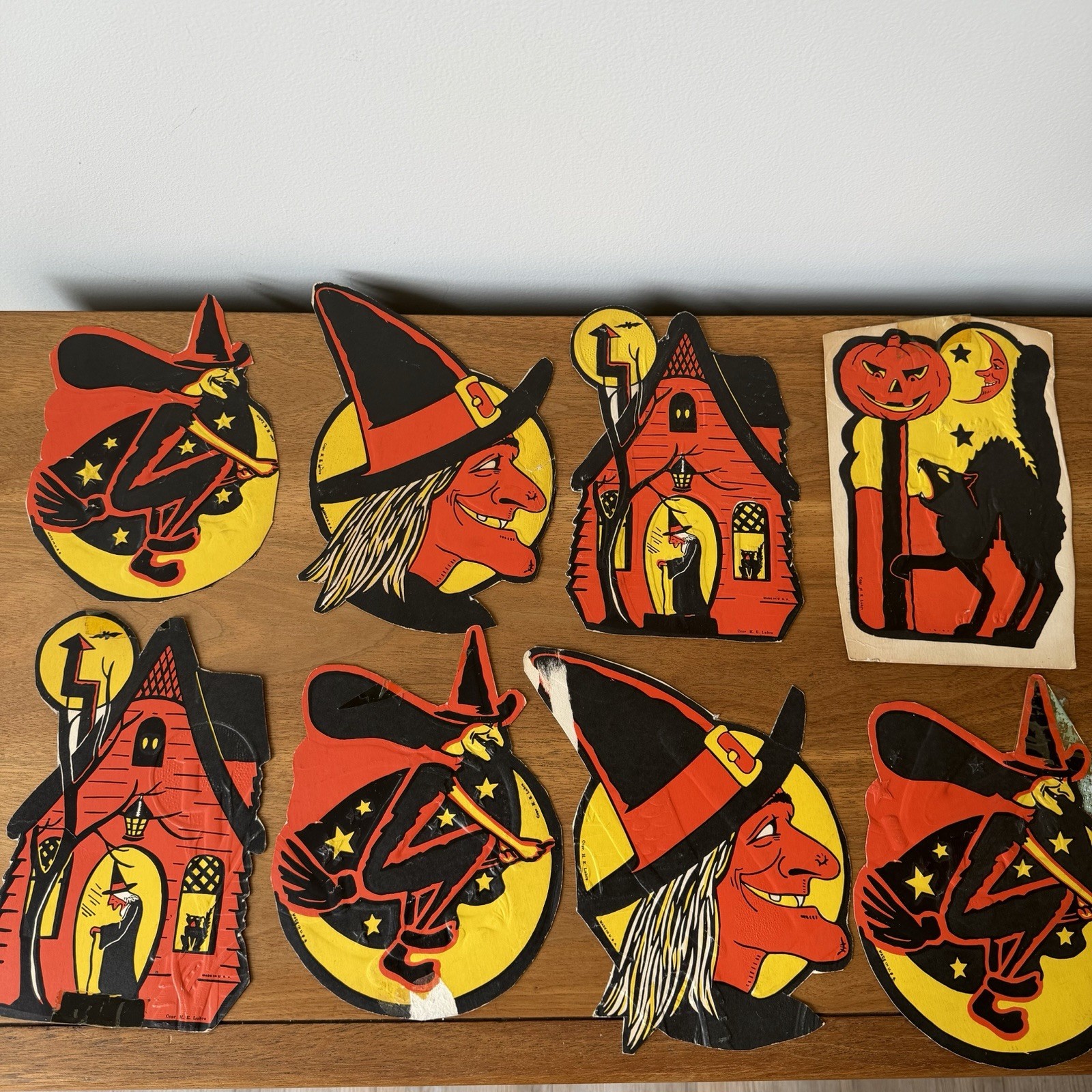 Vintage Pre-1960 Halloween Decorations Lot Beistle H E Luhrs Embossed USA