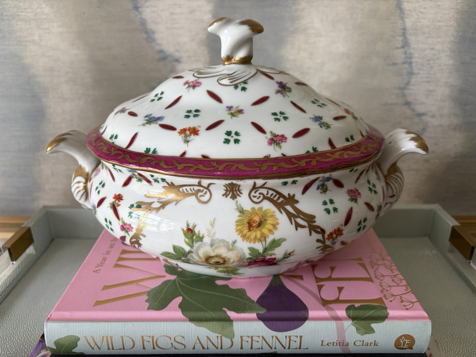 Vintage Elios Hand Painted Porcelain Tureen |Cottagecore | Grandmillennial Decor