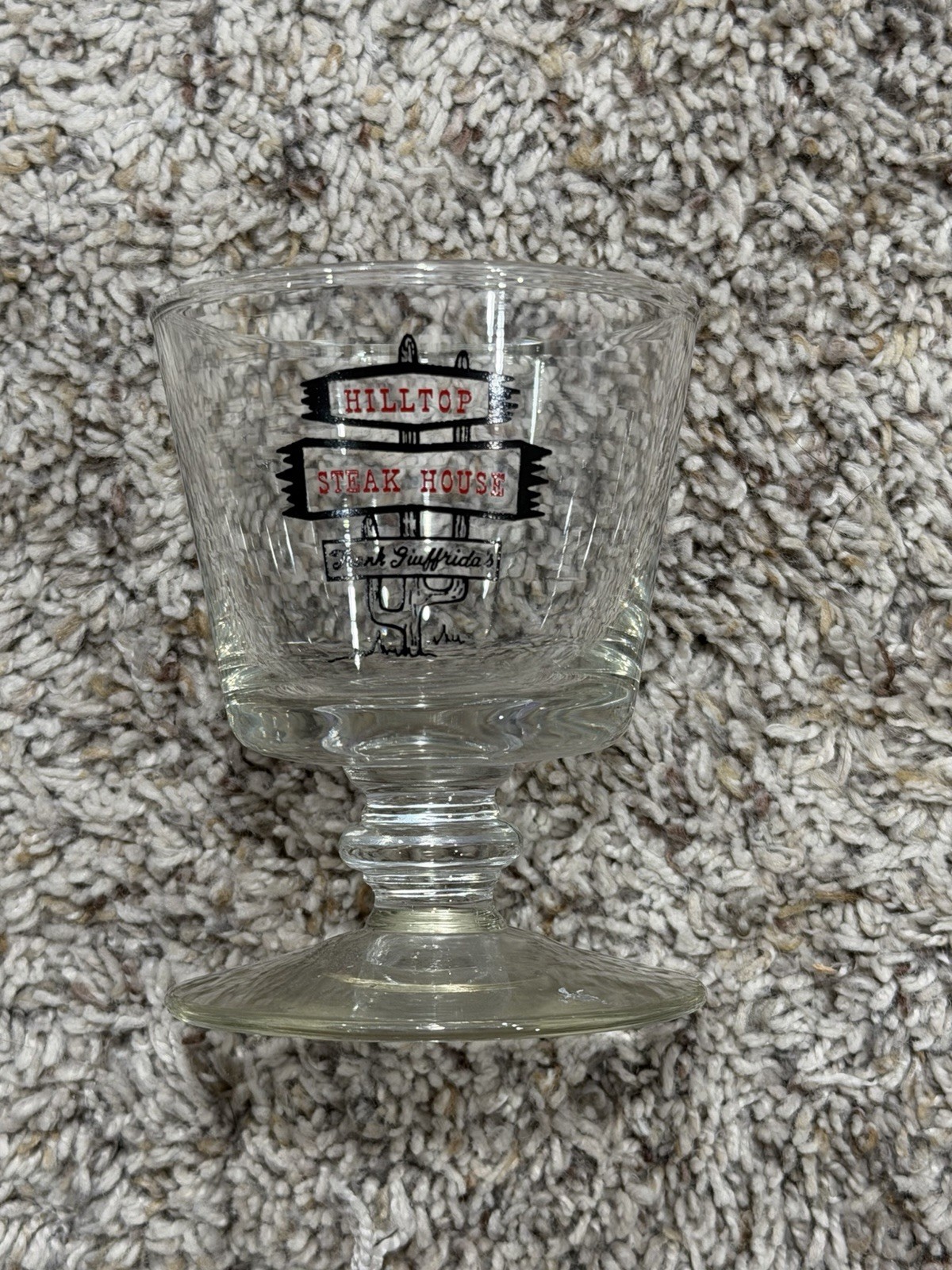 Vintage HILLTOP STEAK HOUSE Saugus Ma COCKTAIL GLASS Souvenir 1970's 80's