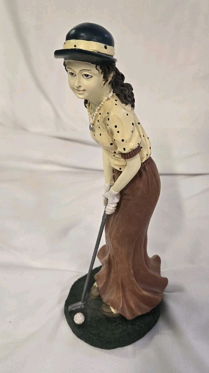Vintage Lady Golfer Statue Figurine 9