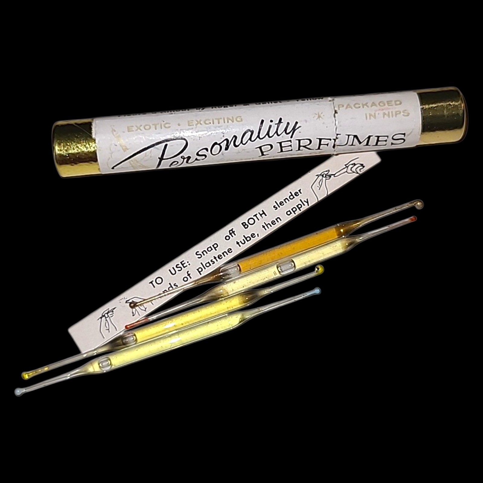 Vintage Personality Perfume Nips Set Sealed Tube 4 Ampules Coty Lanier Rare