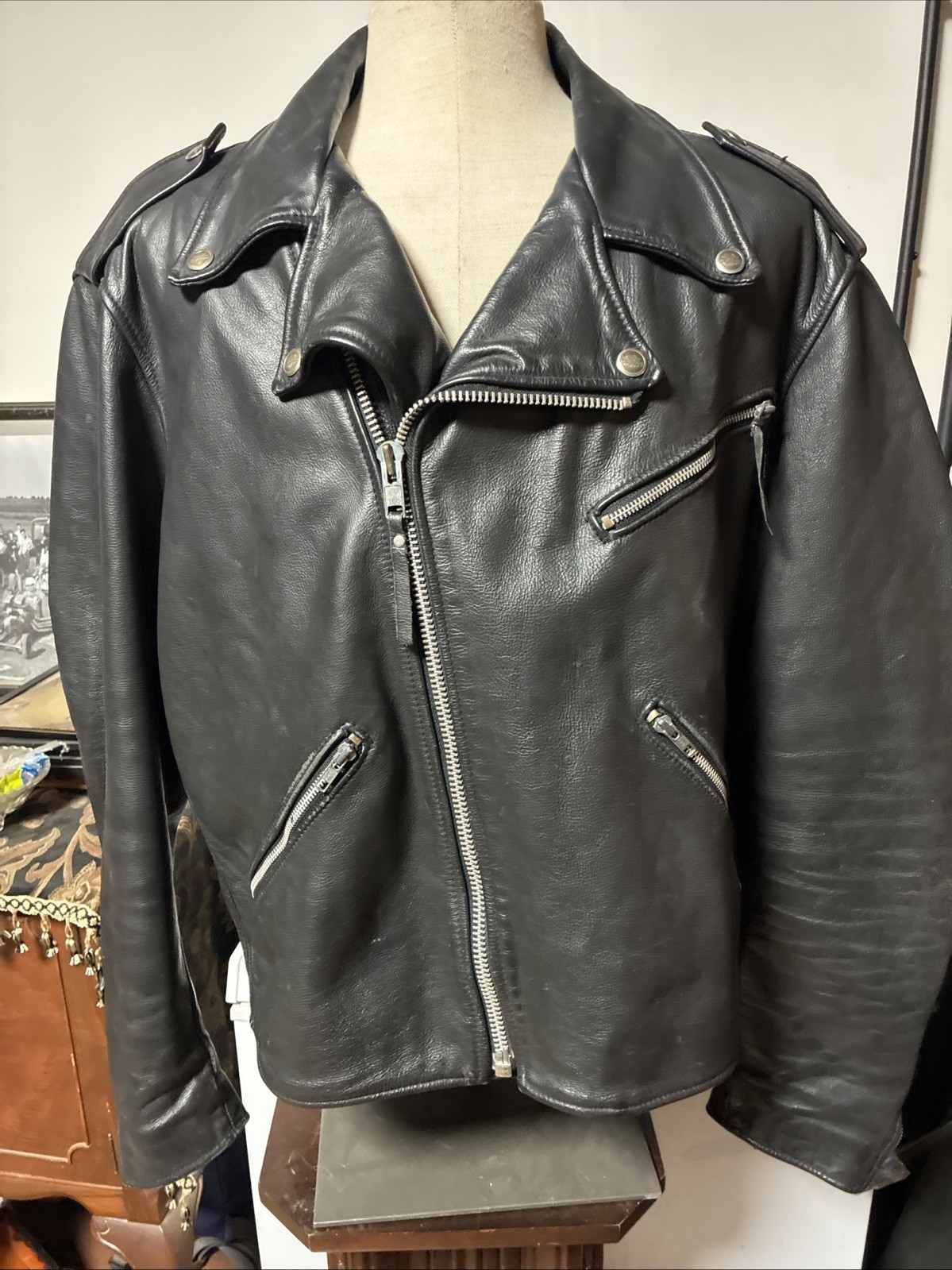 Vtg 1997 Harley Davidson Basic Skins Leather Motorcycle Jacket Men's XL USA 97VM