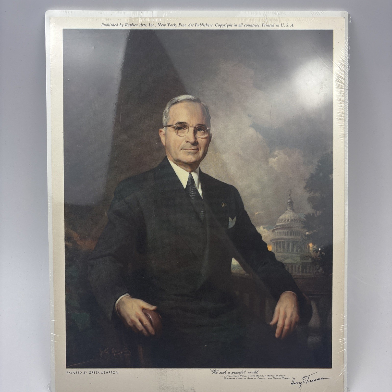 Vintage Harry S Truman Portrait by Greta Kempton Replica Arts Print 9x12