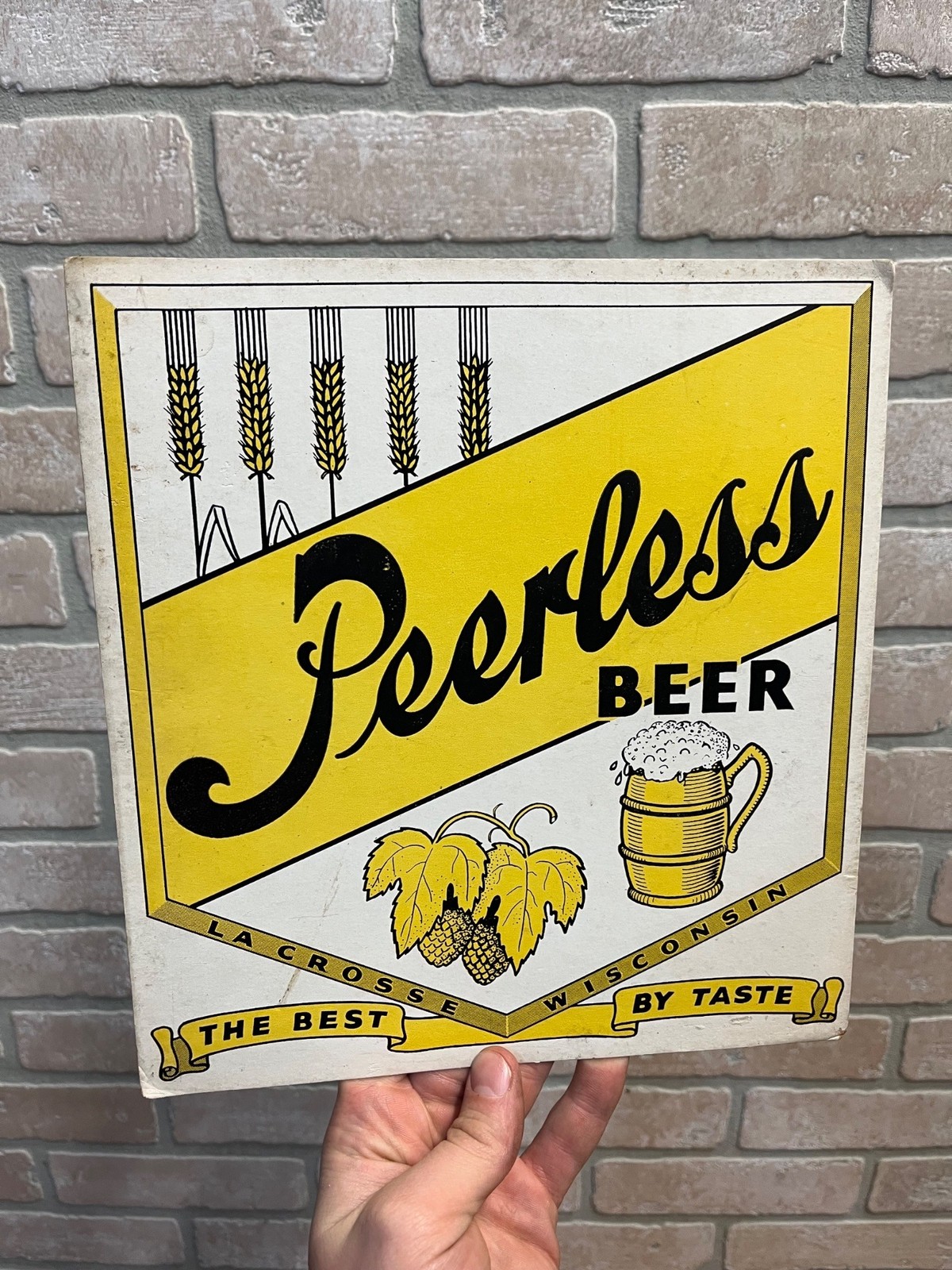 RARE Vintage Peerless Beer LaCrosse Wisconsin Advertising Sign Cardboard Wis WI