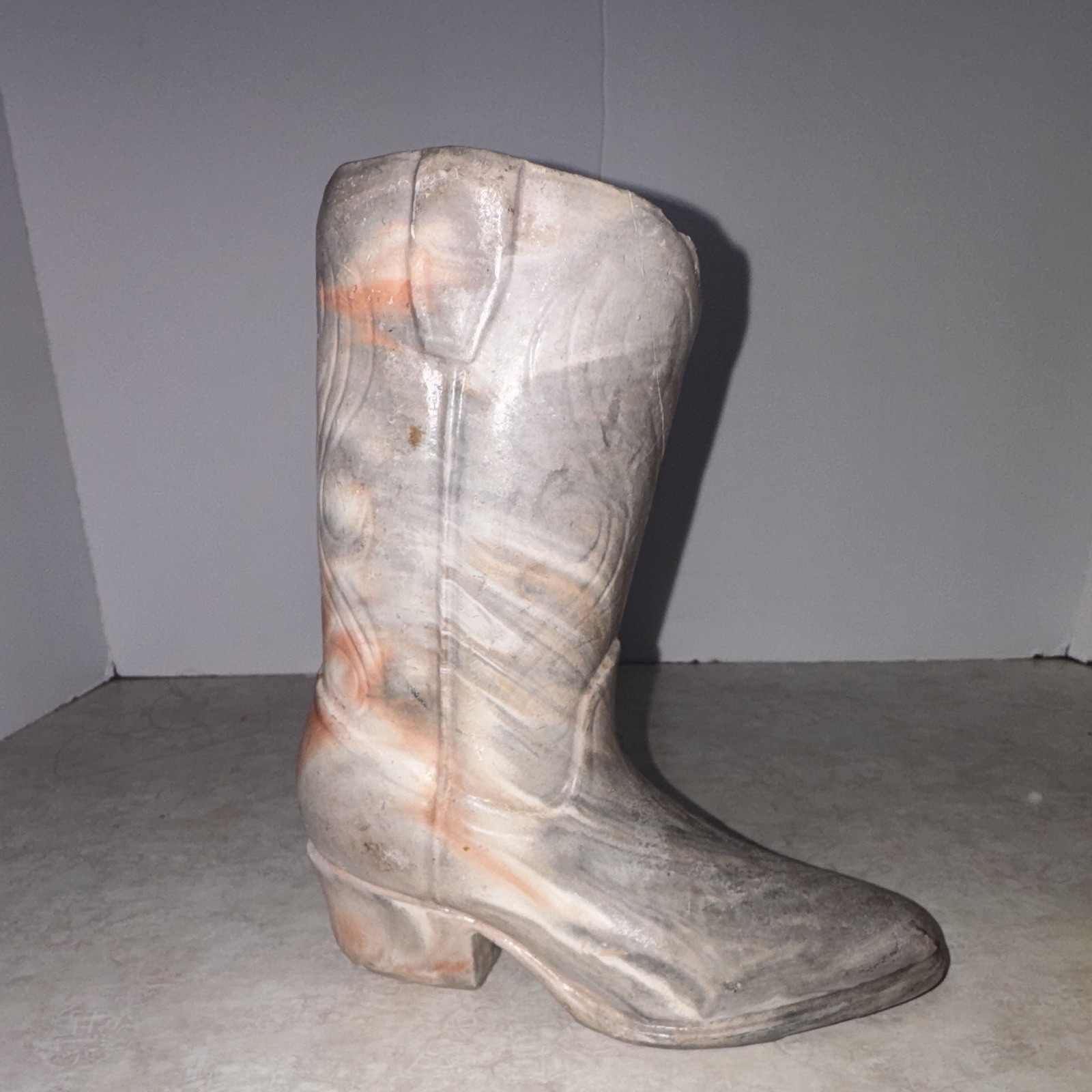 Vintage Rustic Marbled Nemadji Clay western Cowboy Boot Sculpture