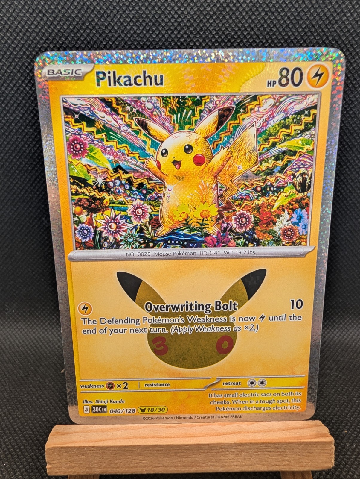 Pokémon TCG Pikachu 040/128 30th Celebrations 18/30