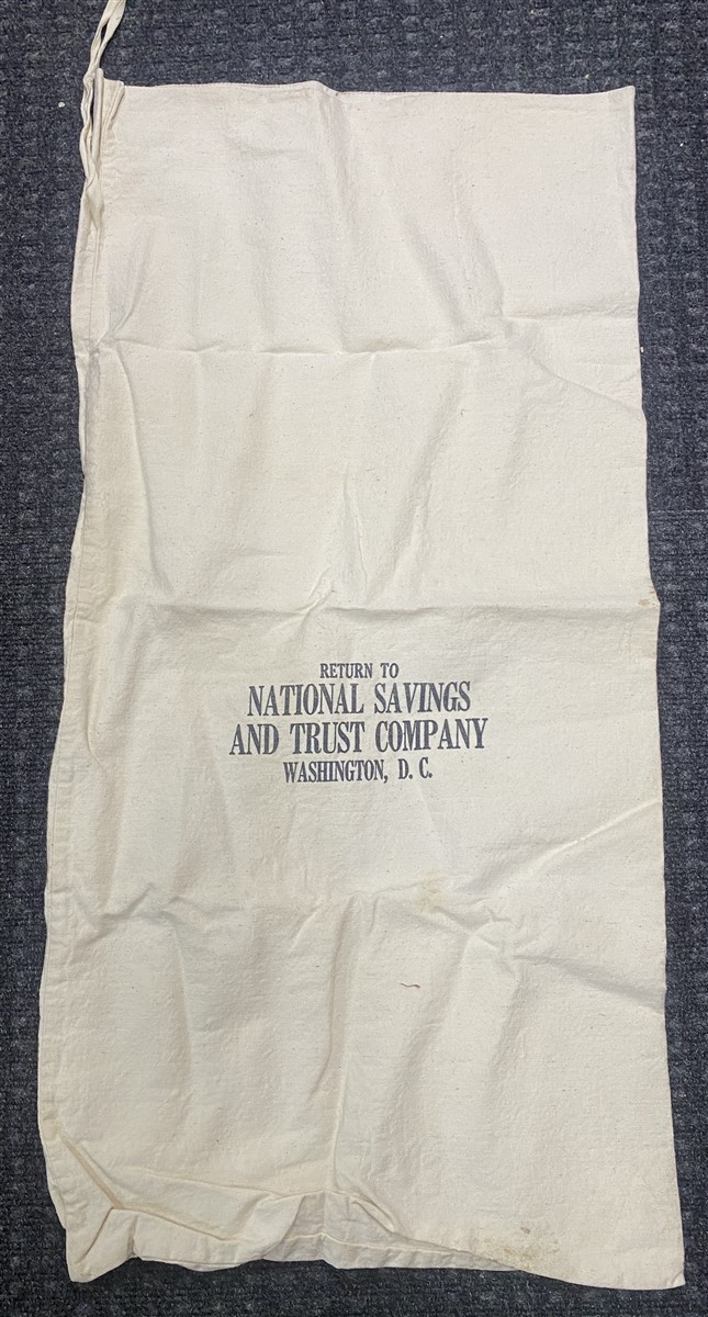 National Savings and Trust Company Washington DC Canvas Money Coin Deposit Bag 