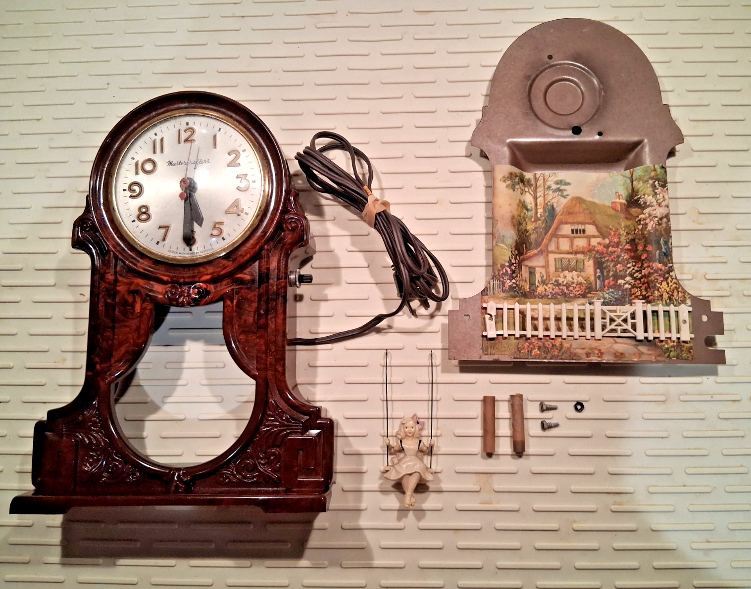 Vintage MCM Mastercrafters Swingtime Clock #119 Swinging Girl For Repair / Parts