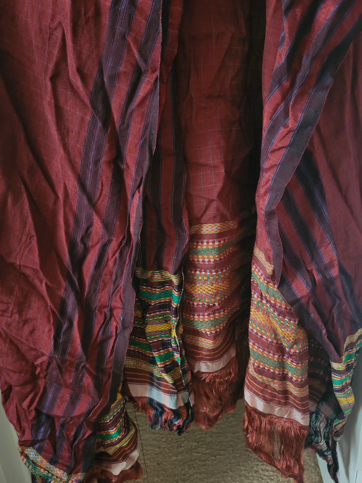 Vtg 60s Morrocan Shawl or Djellaba Fabric,lots of yardage, Exotic  Hippie Decor