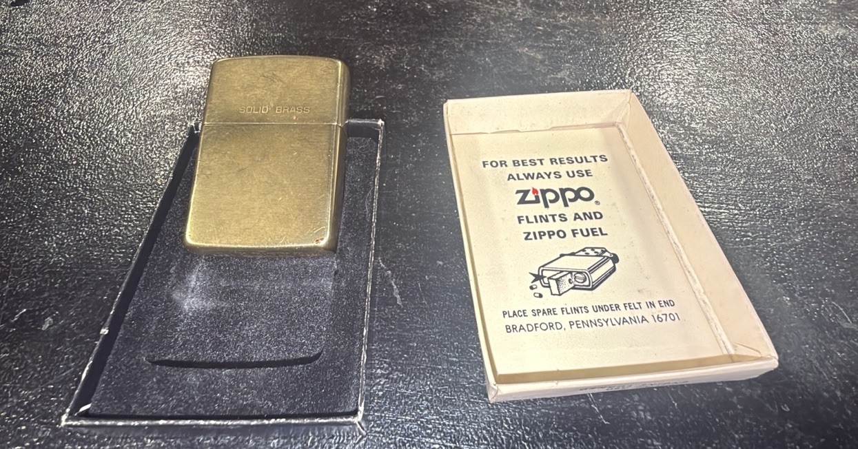 Vintage 1988 Zippo Solid Brass Lighter 1932-1988 Bradford PA Original Box