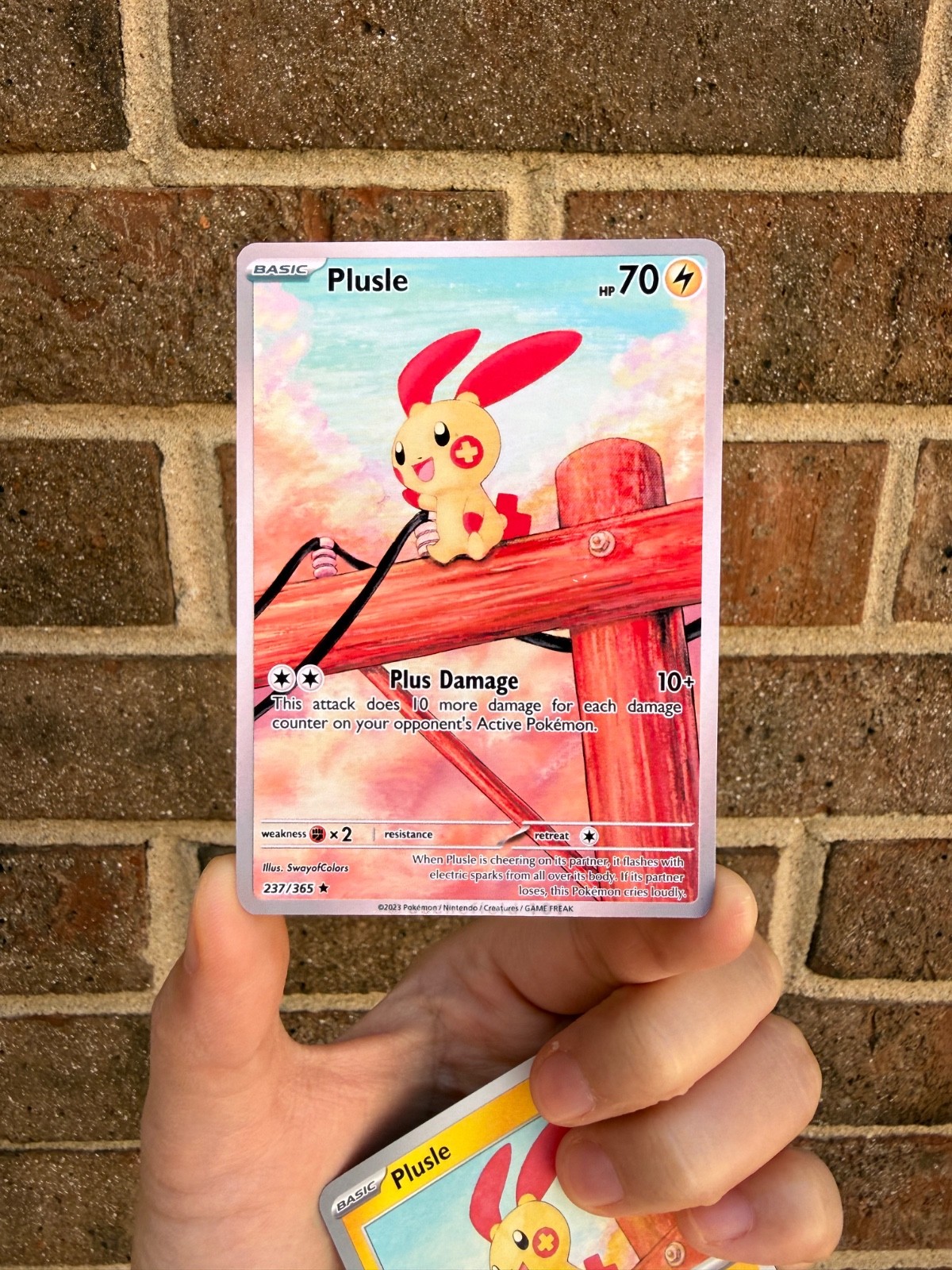 Plusle Fan Art Trading Card Handmade Custom Collectible Card