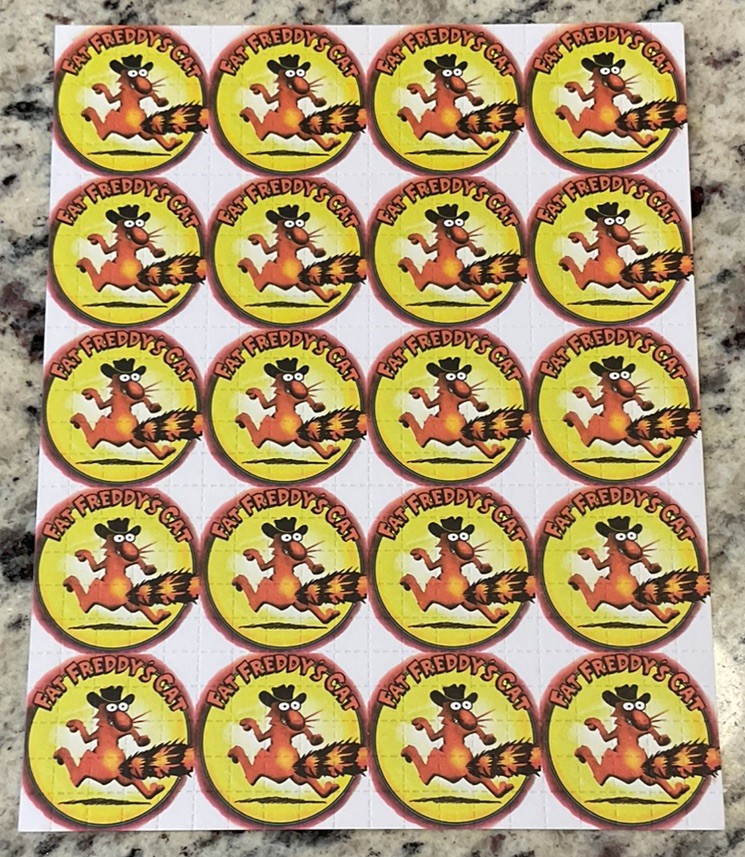 BLOTTER ART VINTAGE FAT FREDDYS CAT  PERFORATED AND PRINTED BY PAUL GUEST 