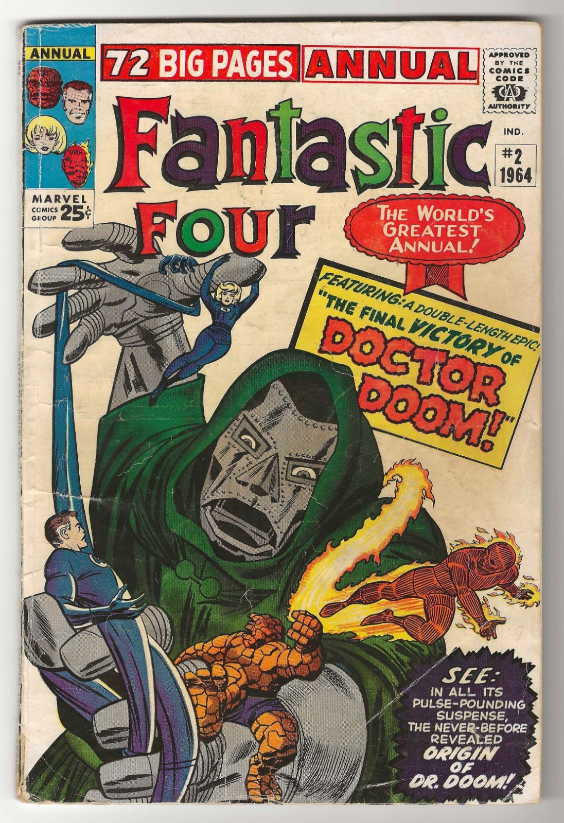 1964 Marvel FANTASTIC FOUR ANNUAL #2 VG-  ORIGIN OF DOCTOR DOOM by Lee/Kirby
