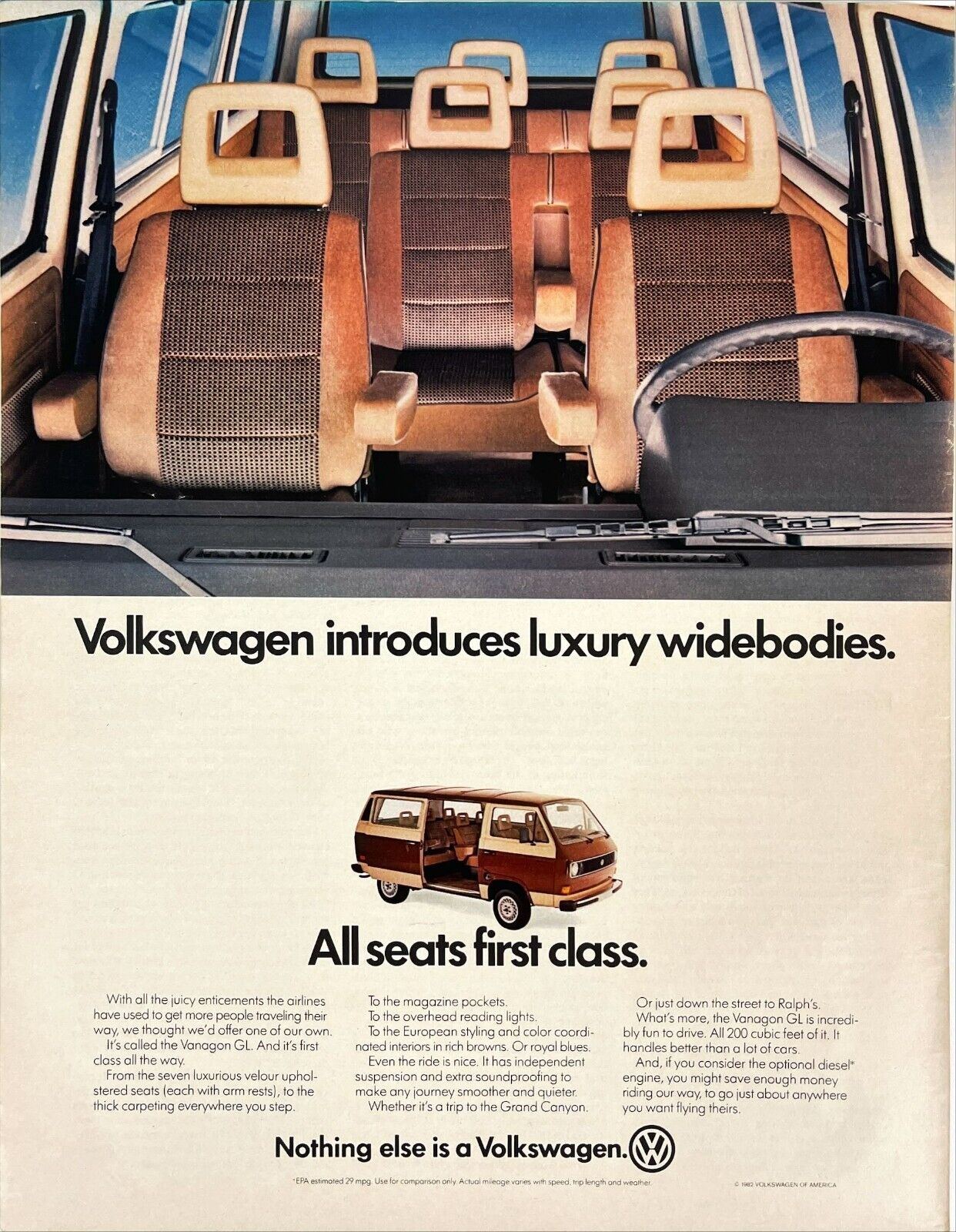Volkswagen VW Vanagon Transporter Caravelle T25 T3 Vtg Magazine Print Ad 1982