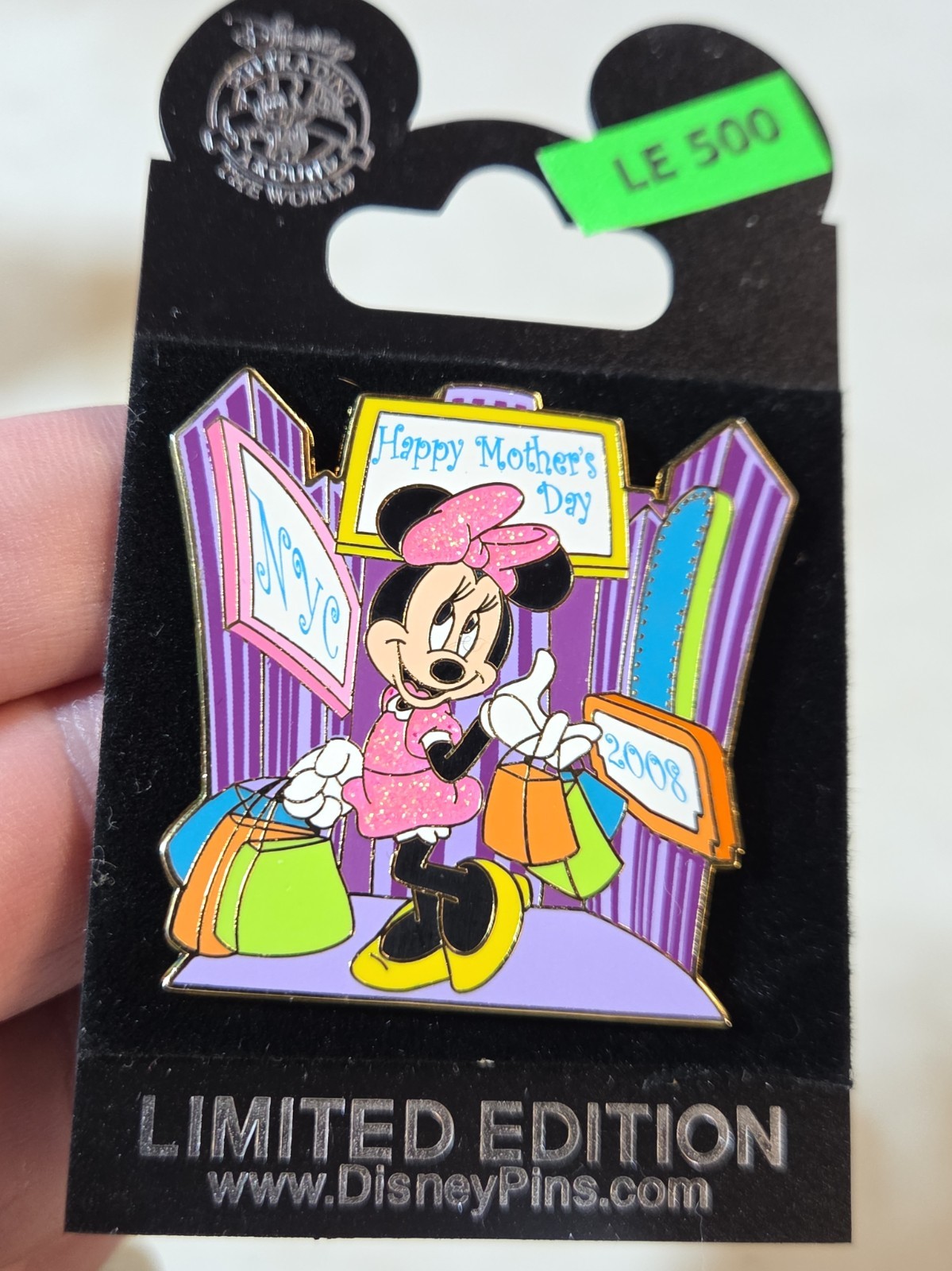 Disney Pin Minnie Mouse Mother's Day NYC LE 500 Original Backer Card