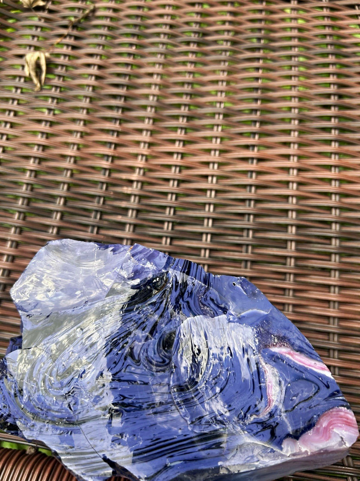 Polished Blue Slag glass